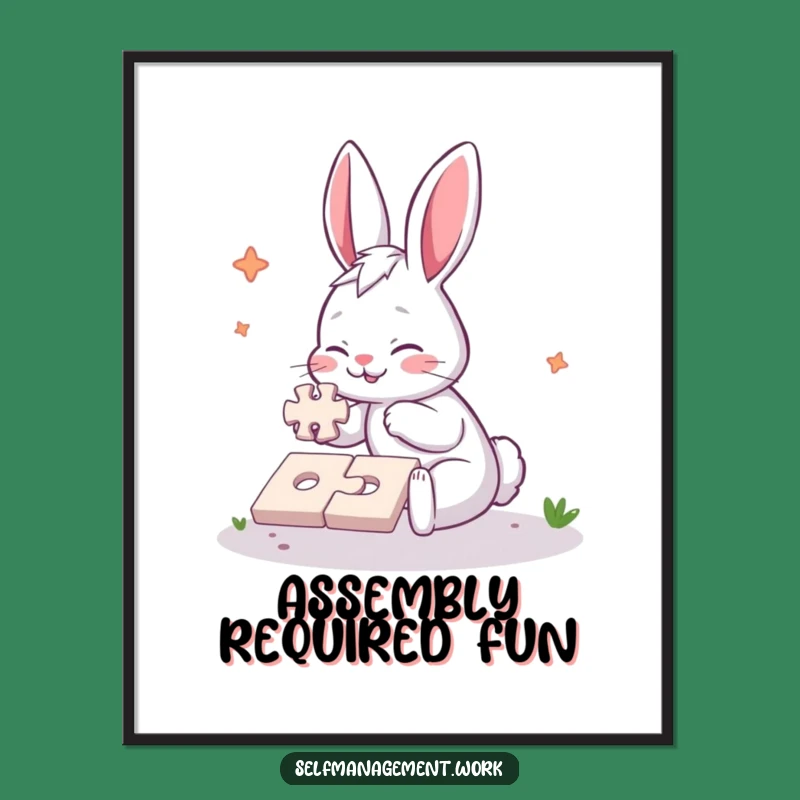Funny Rabbit Digital Art: Hilarious Puzzle Focus for Your Walls.