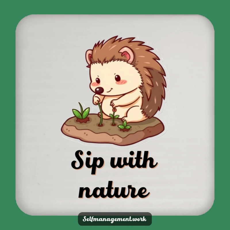 Funny Hedgehog Drink Coaster: Protect Surfaces with Garden Humor.
