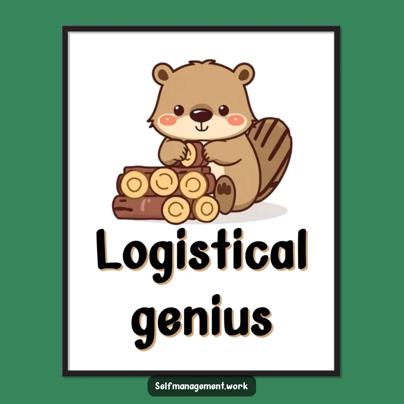 Funny Beaver Log Pile Poster: Precise & Hilarious Wall Art for Builders