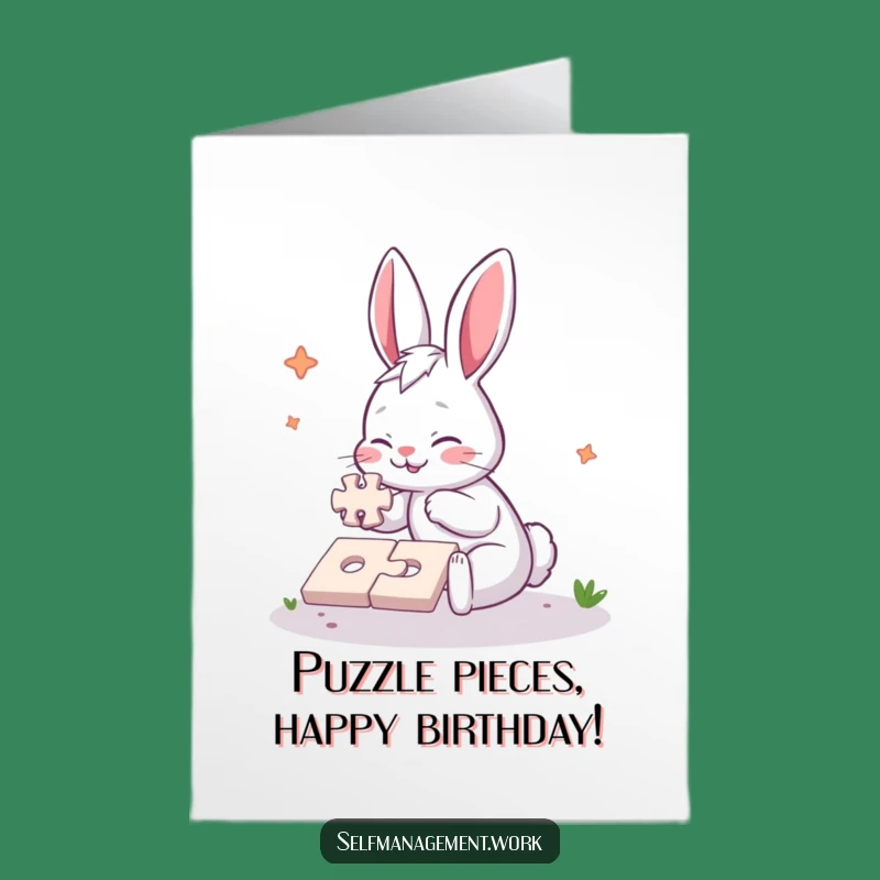 Free Printable Birthday Card: Energetic Rabbit Jigsaw, Hilarious Downloadable Gift