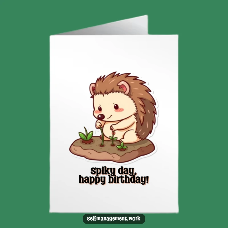 Free Printable Birthday Card: Happy Hedgehog Gardener, Hilarious Downloadable Gift