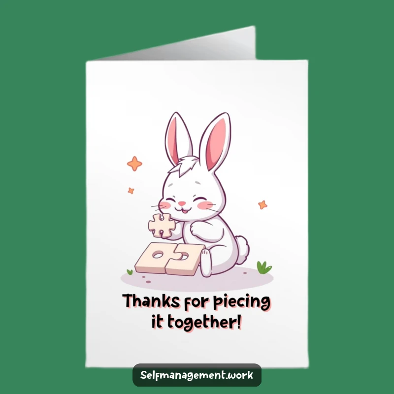 Free Printable Thank You Card: Rabbit Puzzle Solver, Hilarious Downloadable Gift