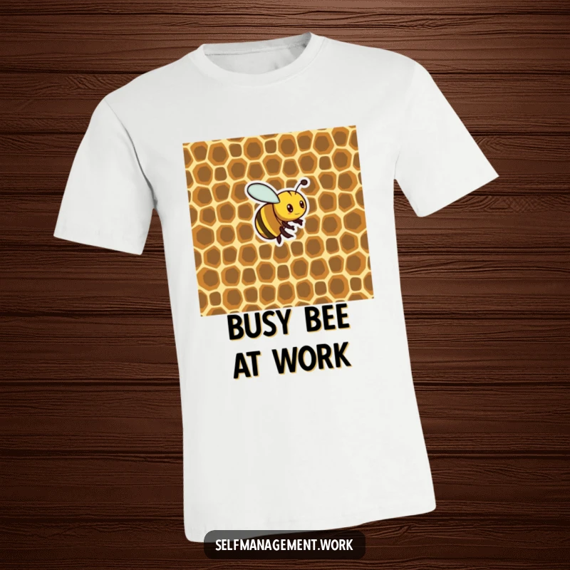 Funny T-Shirt: A busy bee constructing a perfectly organized honeycomb, representing hard work and humor for gift-givers.